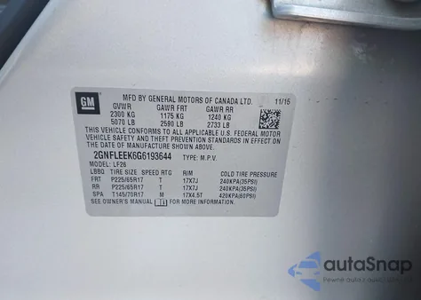 2016 Chevrolet Equinox Ls from USA, damaged, VIN 2GNFLEEK6G6193644